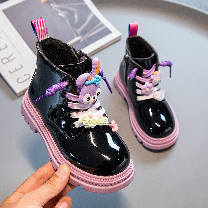 2023-as új diákrajzfilm téli puha talpú fiúk és lányok divatos plüss meleg pamutcsizma