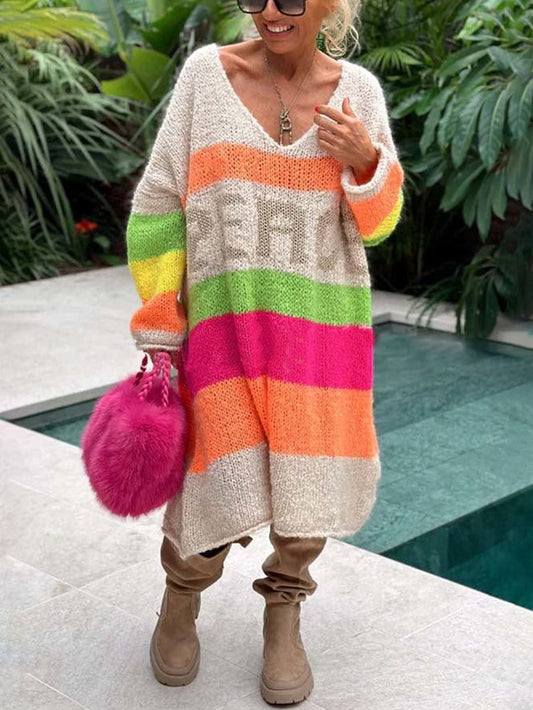 Peace Rainbow kötött pulóver