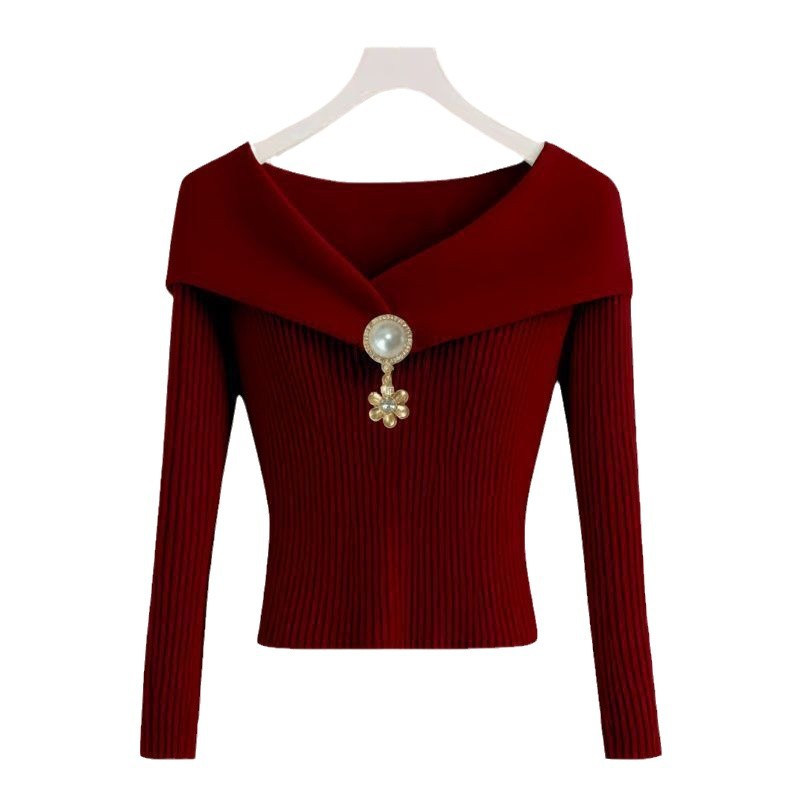 Burgundowy patchworkowy top damski z dolną górą