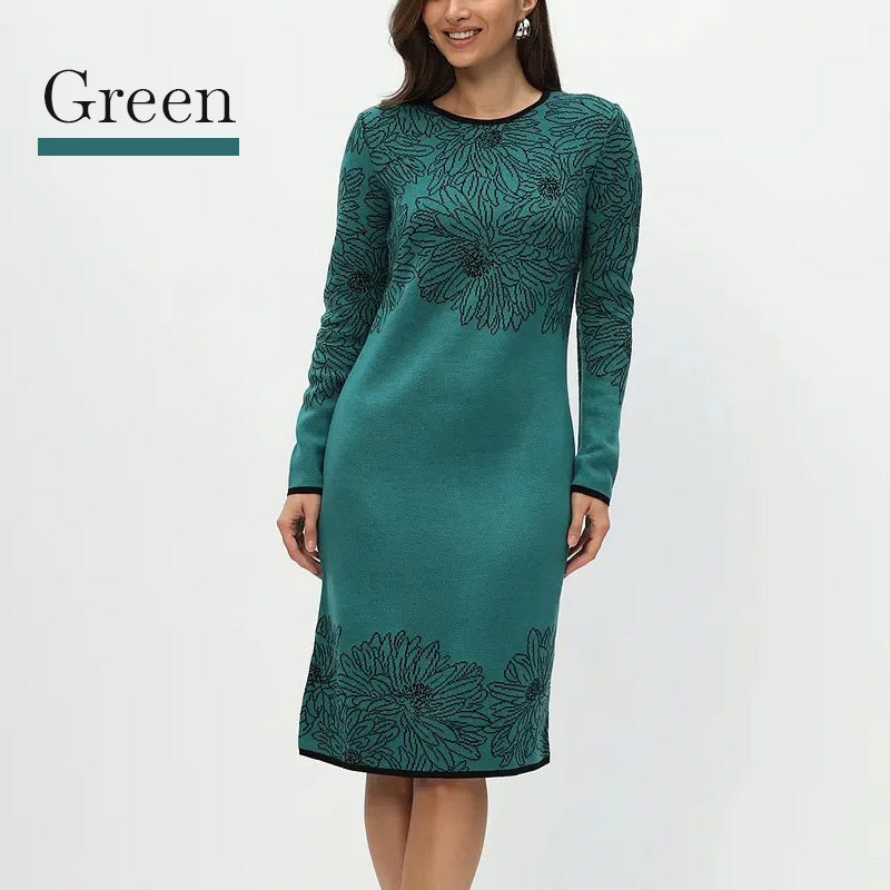 đĂj 2025-ös elĆrendelĂ©sâšEgyszerƱ hosszĂș ujjĂș, nyomtatott kerek nyakĂș ruha