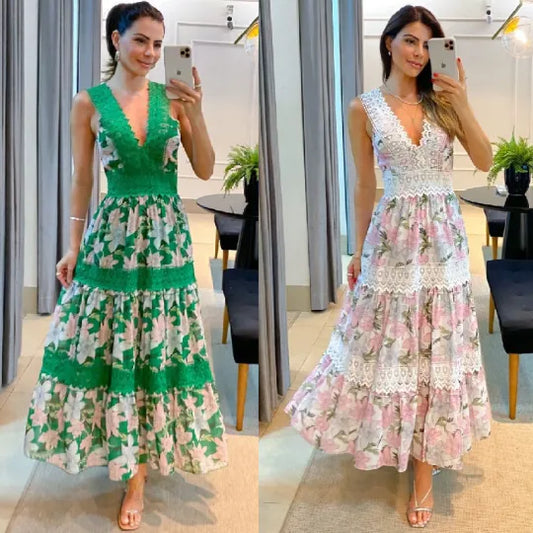 Elegáns ujjatlan V-nyakú ruha