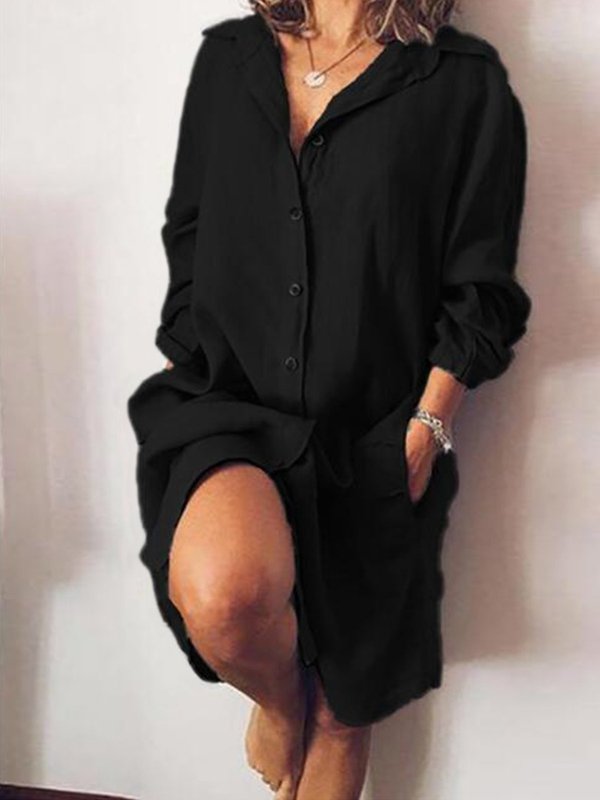 Pure Color pamut és vászon alkalmi ingruha nőknek