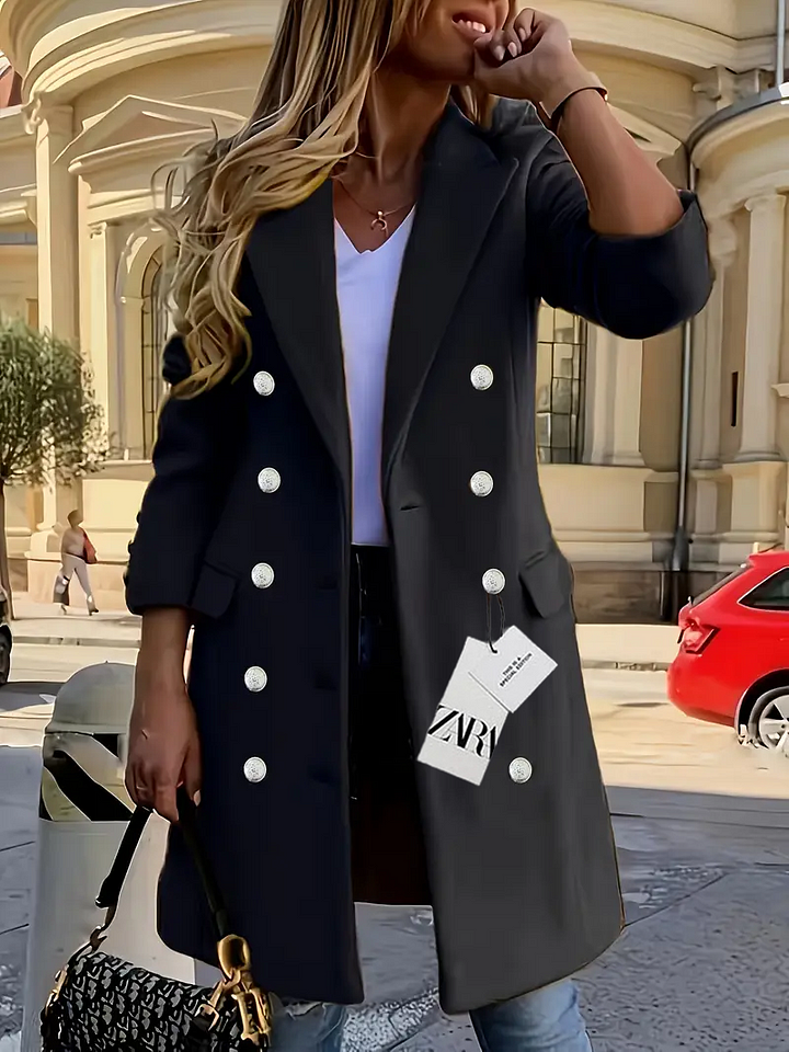Dwurzędowy damski płaszcz z klapami