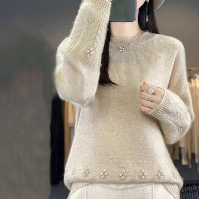 💖Női kötött monokróm retro stílusú pulóver
