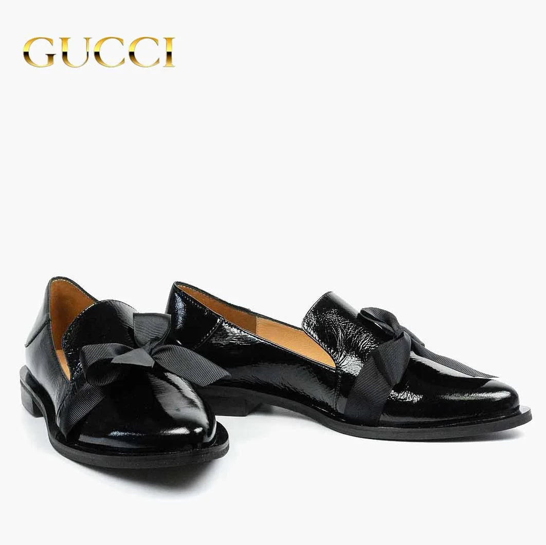 Új 2025-ös Gucci® női fekete bőrcipő