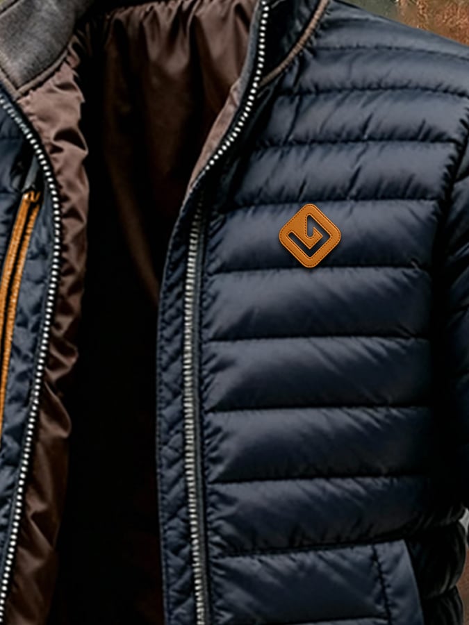 Férfi retró steppelt, patchwork kültéri dzseki cipzárral