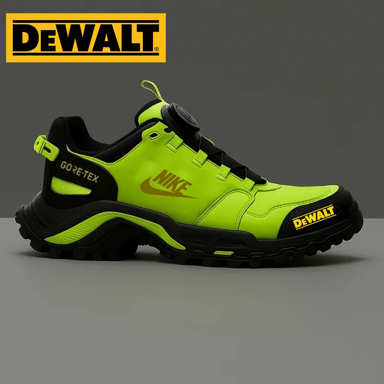 Wodoodporne i oddychające męskie buty robocze i turystyczne marek Nike® i DEWALT idealnie nadają się do pracy i aktywności na świeżym powietrzu.